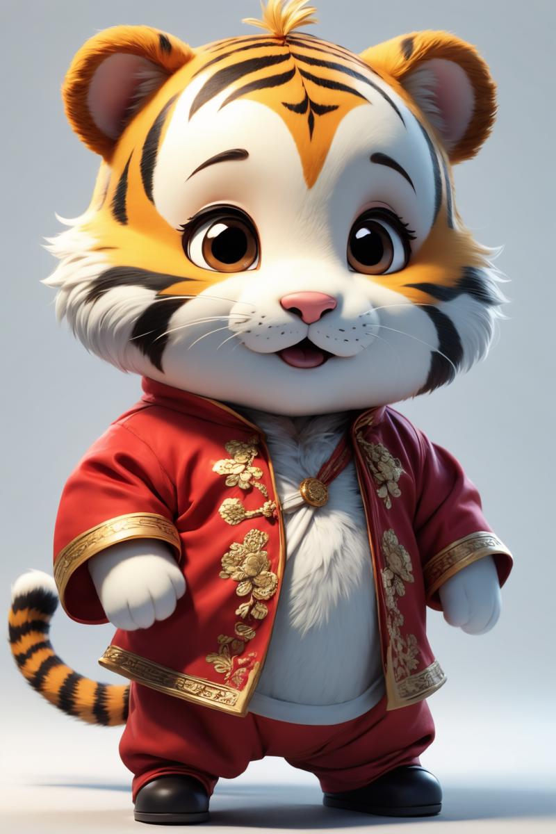 00316-1393521133-A cute IP cartoon tiger doll, Kung Fu, wearing detailed Iranian clothing, embroidered shoes on the feet, chubby, shrunk, full bo.png